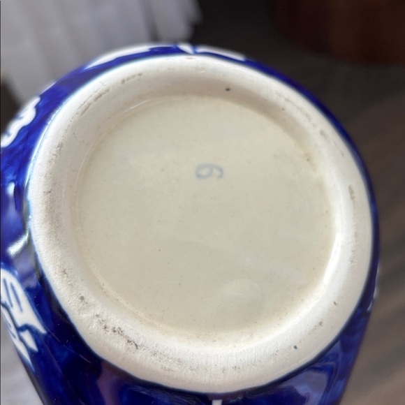 Ceramique Handcrafted in India,unique abstract shape,ceramic royal blue vase - Picture 6 of 12